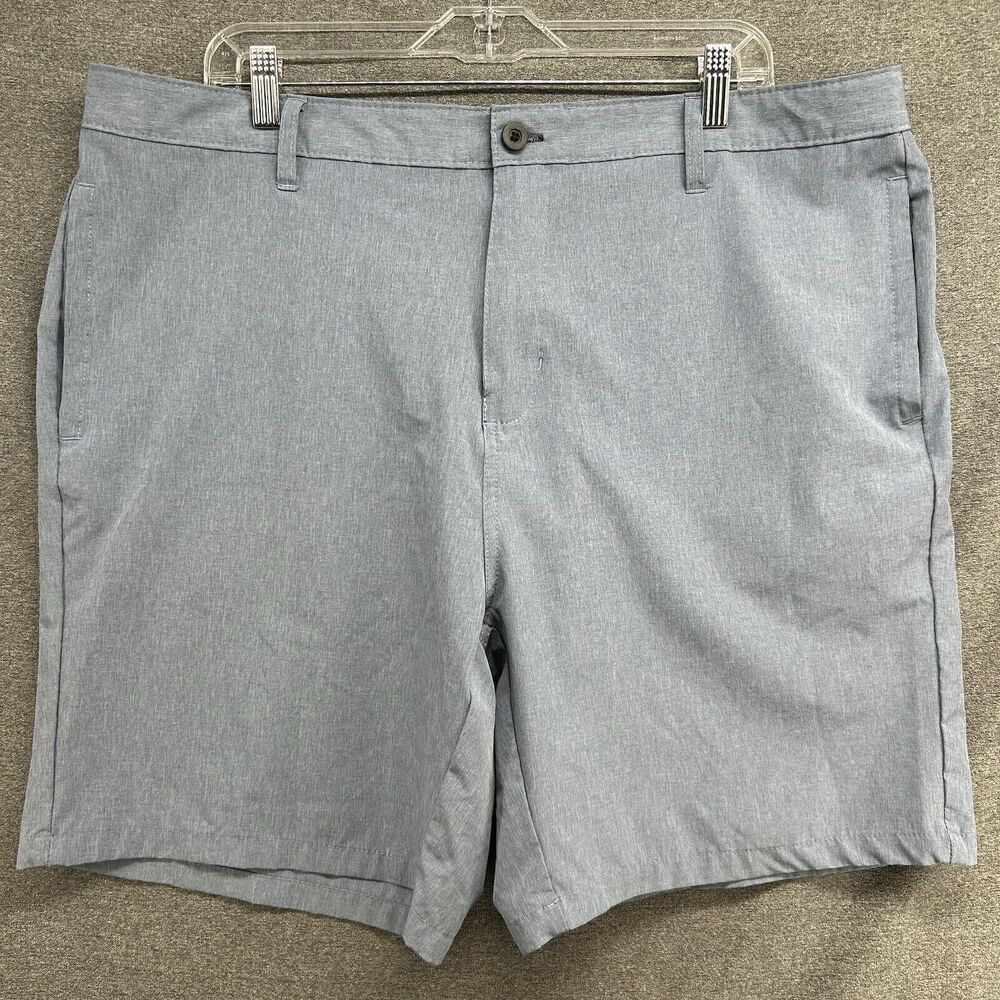 Burnside Mens 40 Chino Shorts Heathered Blue Flat Front Casual Stretch Summer